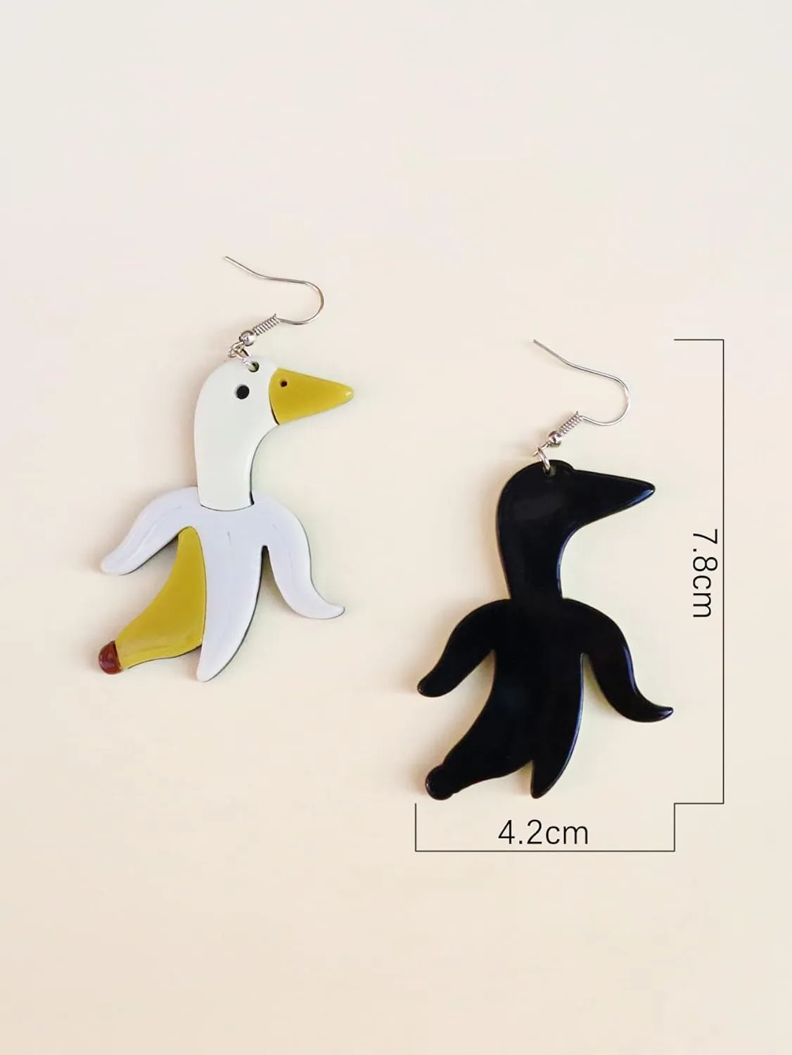 1-2 Pairs Weird Earrings for Women Funny Colorful Acrylic Gentleman Tie Goose, Watermelon Duck, Big Rooster Chicken Boots Shoes Earrings Cute Farm Animal Design Lovely Gift