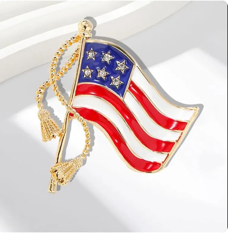 1-4Pcs Independence Day Badge Pins Brooch for Men Women 4th of July White Blue Red USA American Flag Lapel Pins American Star Pins Patriotic Brooch Jewelry