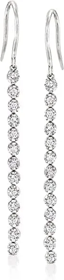 1.00Ct Round Cut Diamond Drop Dangle Halo Earrings For Women's 14K White Gold Plated