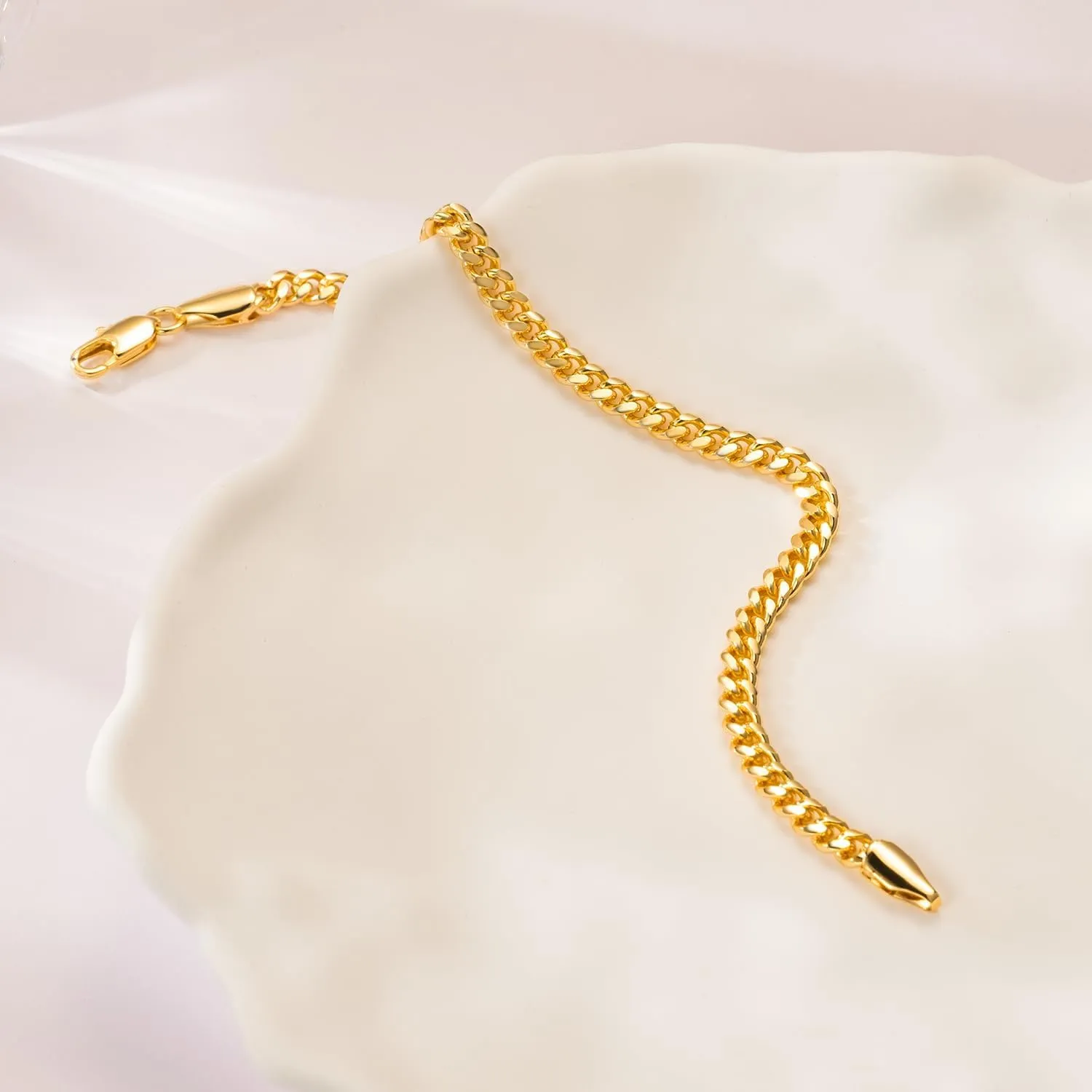 14K Gold Bracelets for Men Cuban Link Chain for Mens Non Tarnish Dainty Charm Bracelet Gift with Lobster Clasp Gold Jewelry 6.5/7/7.5/8/8.5in