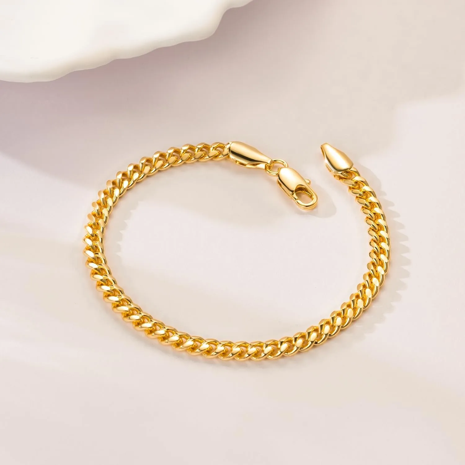 14K Gold Bracelets for Men Cuban Link Chain for Mens Non Tarnish Dainty Charm Bracelet Gift with Lobster Clasp Gold Jewelry 6.5/7/7.5/8/8.5in