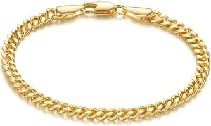 14K Gold Bracelets for Men Cuban Link Chain for Mens Non Tarnish Dainty Charm Bracelet Gift with Lobster Clasp Gold Jewelry 6.5/7/7.5/8/8.5in