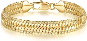 14K Gold Bracelets for Women Non Tarnish Men Bracelet Snake Chain Bracelet Sleek Gold Bracelets for Men Gold Jewelry Gifts 7/7.5/8/8.5 inches