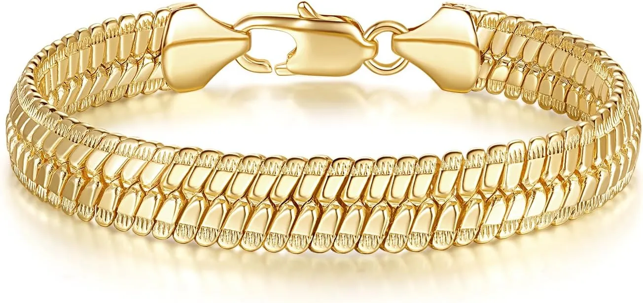 14K Gold Bracelets for Women Non Tarnish Men Bracelet Snake Chain Bracelet Sleek Gold Bracelets for Men Gold Jewelry Gifts 7/7.5/8/8.5 inches