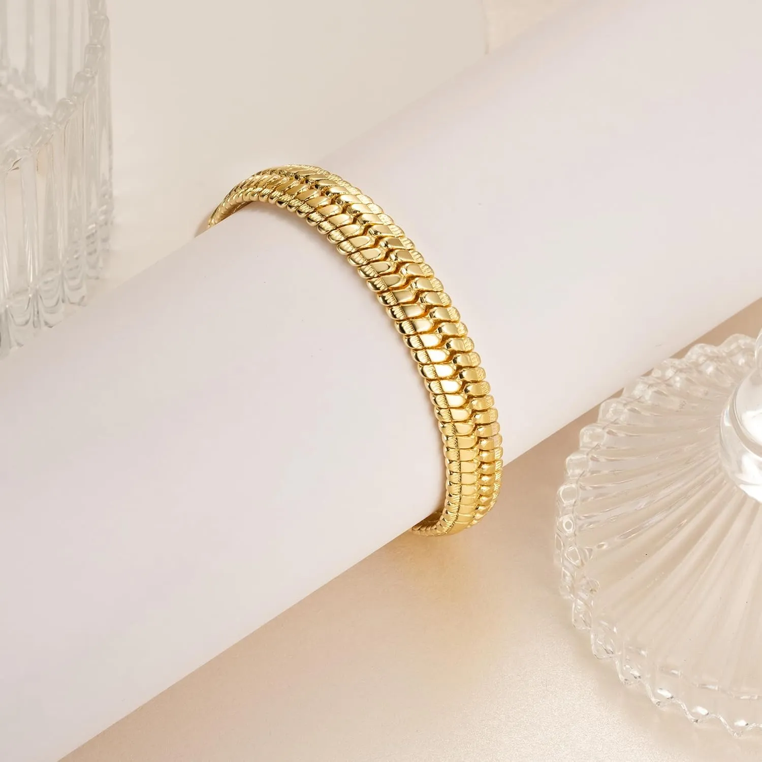 14K Gold Bracelets for Women Non Tarnish Men Bracelet Snake Chain Bracelet Sleek Gold Bracelets for Men Gold Jewelry Gifts 7/7.5/8/8.5 inches