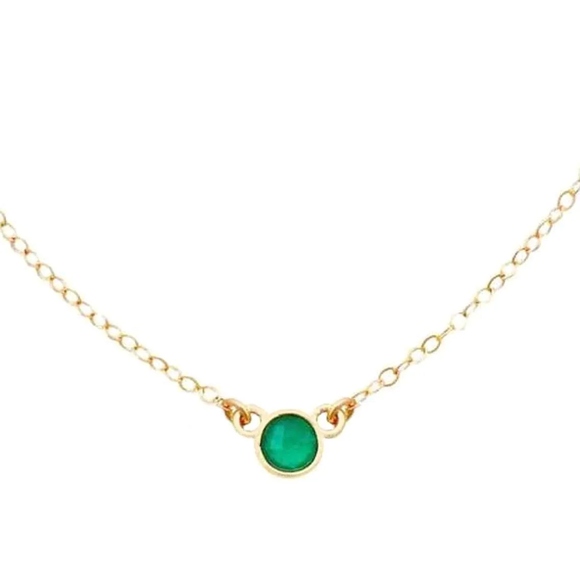 14k Gold Round Solitaire Diamond Choker Pendant Gemstone Necklace for Women Girls, Birthstone Necklace, Fine Jewelry Gift for Birthday Mothers Day Christmas Wedding