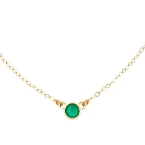 14k Gold Round Solitaire Diamond Choker Pendant Gemstone Necklace for Women Girls, Birthstone Necklace, Fine Jewelry Gift for Birthday Mothers Day Christmas Wedding