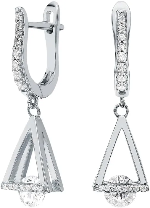 14K Gold Triangle Dangle Drop Earrings for Women, Long Geometric Diamond Hoop Earring, Minimalist Gold Drop Earring, Dainty Gift Jewelry for Her.