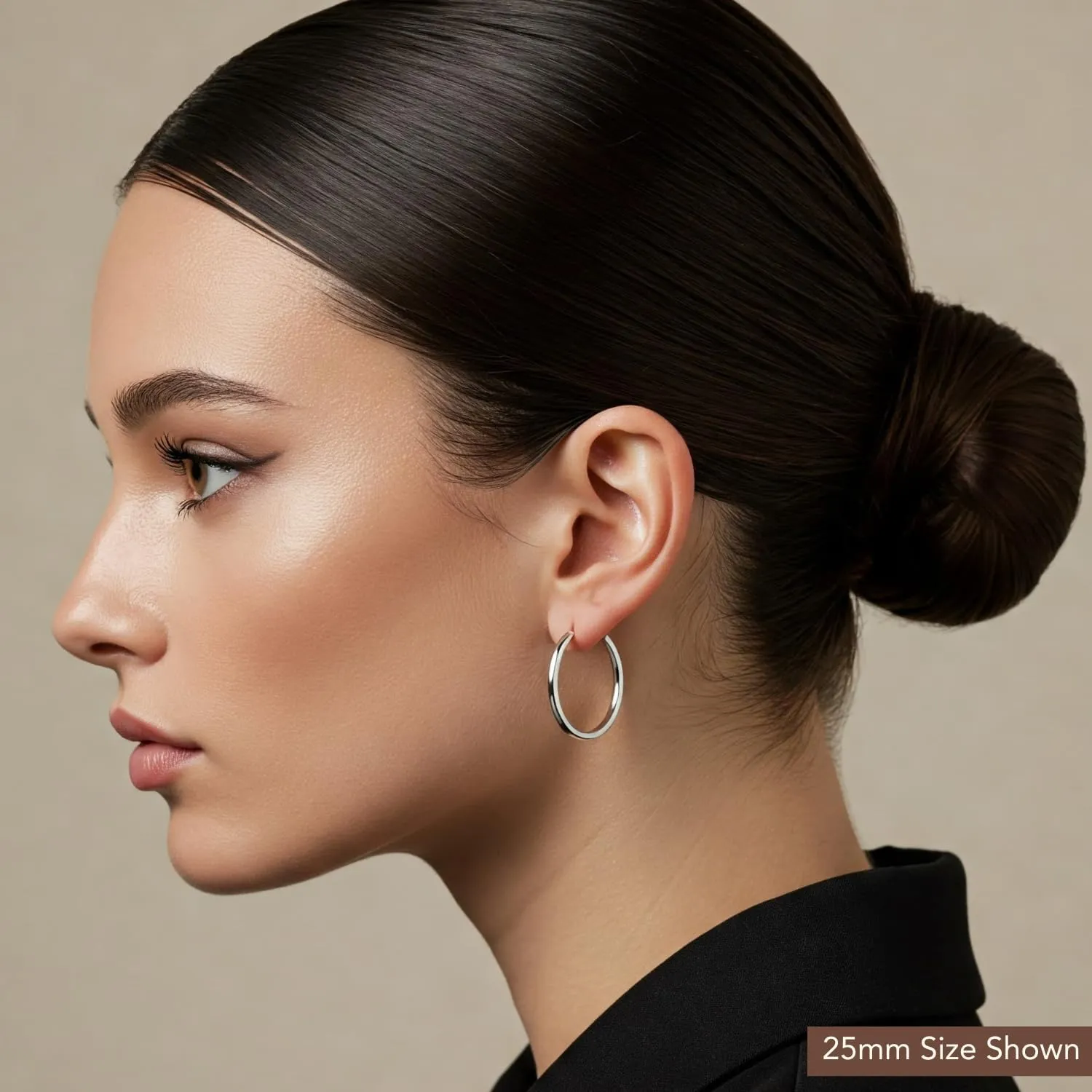 14k White Gold Classic Round Hoop Earrings