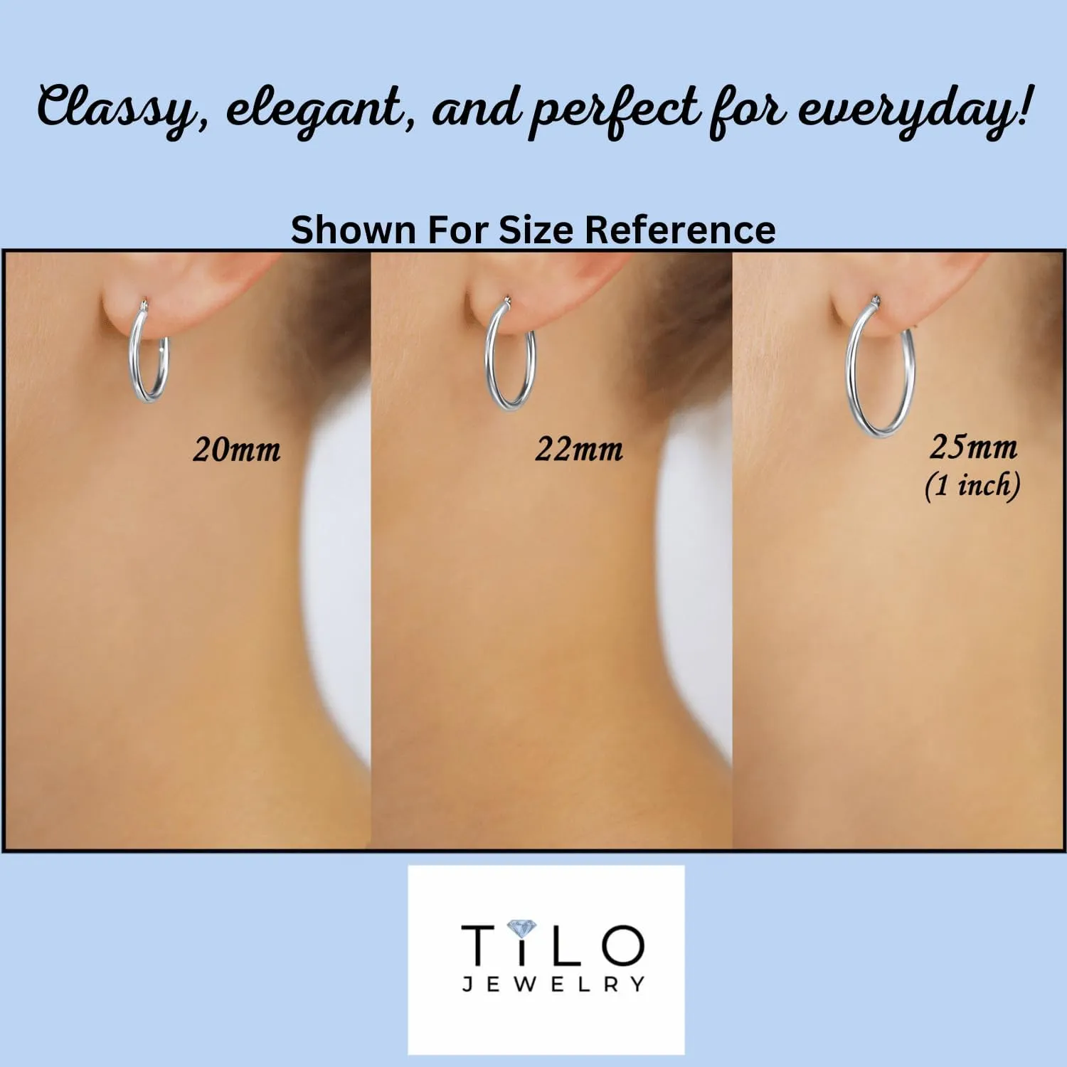 14k White Gold Classic Round Hoop Earrings