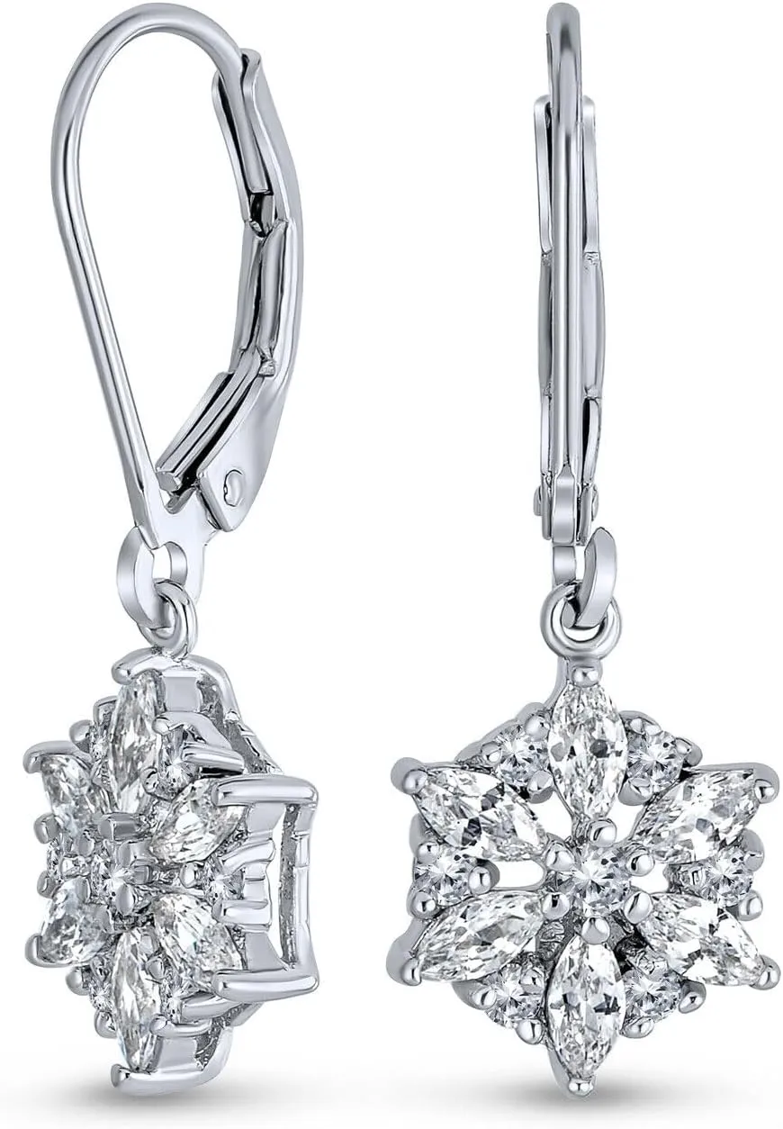 14k White Gold Finish 2.00 Ct Marquise Cut Diamond Gorgeous Womens Drop and Dangle Earrings