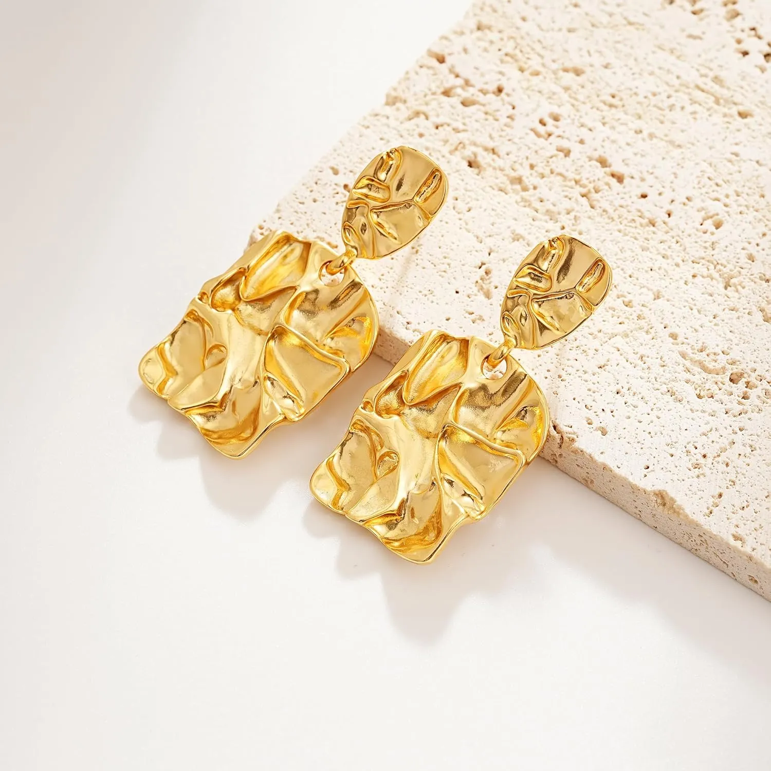 18K Gold Gold Statement Earrings for Women Leaf Drop Dangle EarringsLong Hanging Earrings Large Geometric Dangle Earrings Bohemian Earrings
