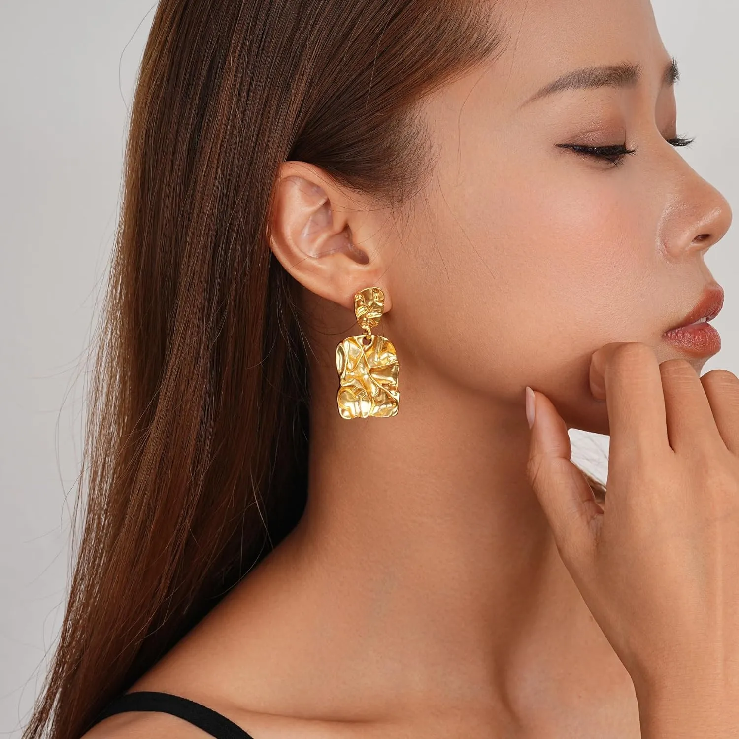 18K Gold Gold Statement Earrings for Women Leaf Drop Dangle EarringsLong Hanging Earrings Large Geometric Dangle Earrings Bohemian Earrings