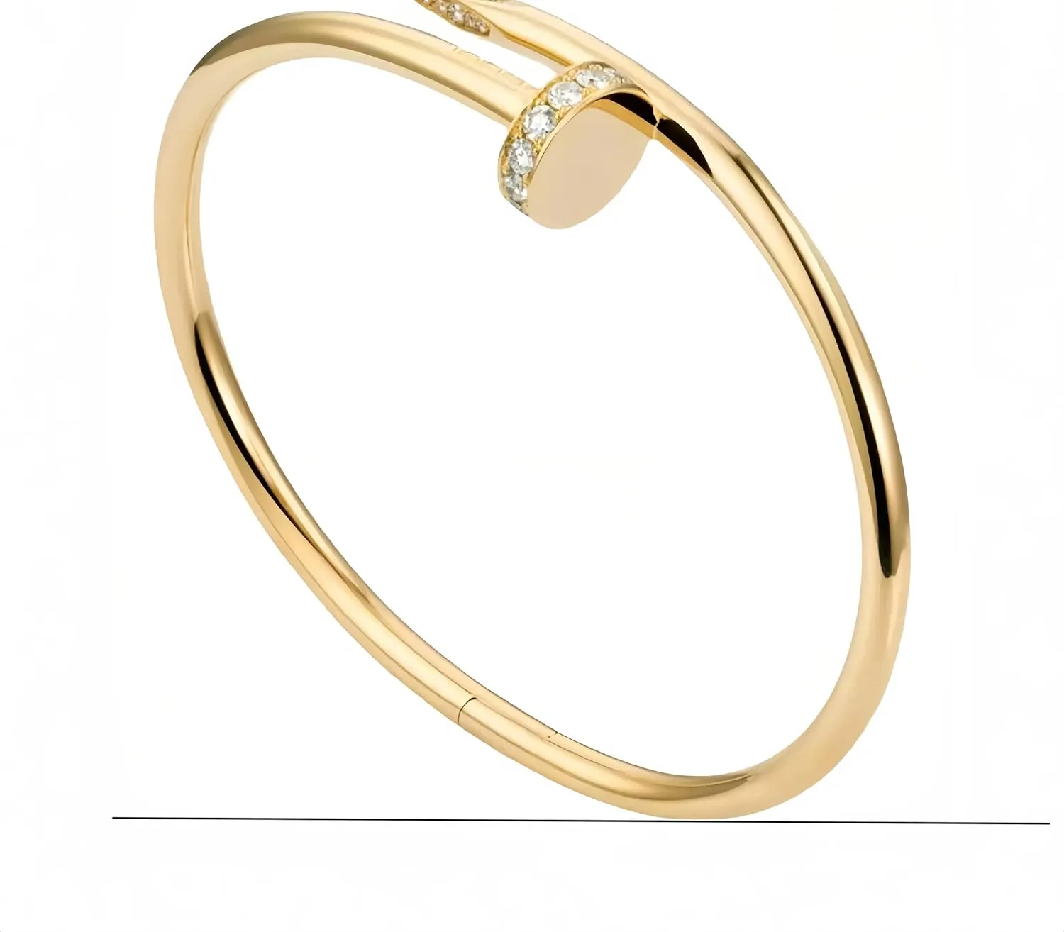 18K Gold Nail Cuff Bracelet for Women Elegant CZ-Studded Open Design, Stylish Gold Jewelry Gift for Fashionable and Elegant Women