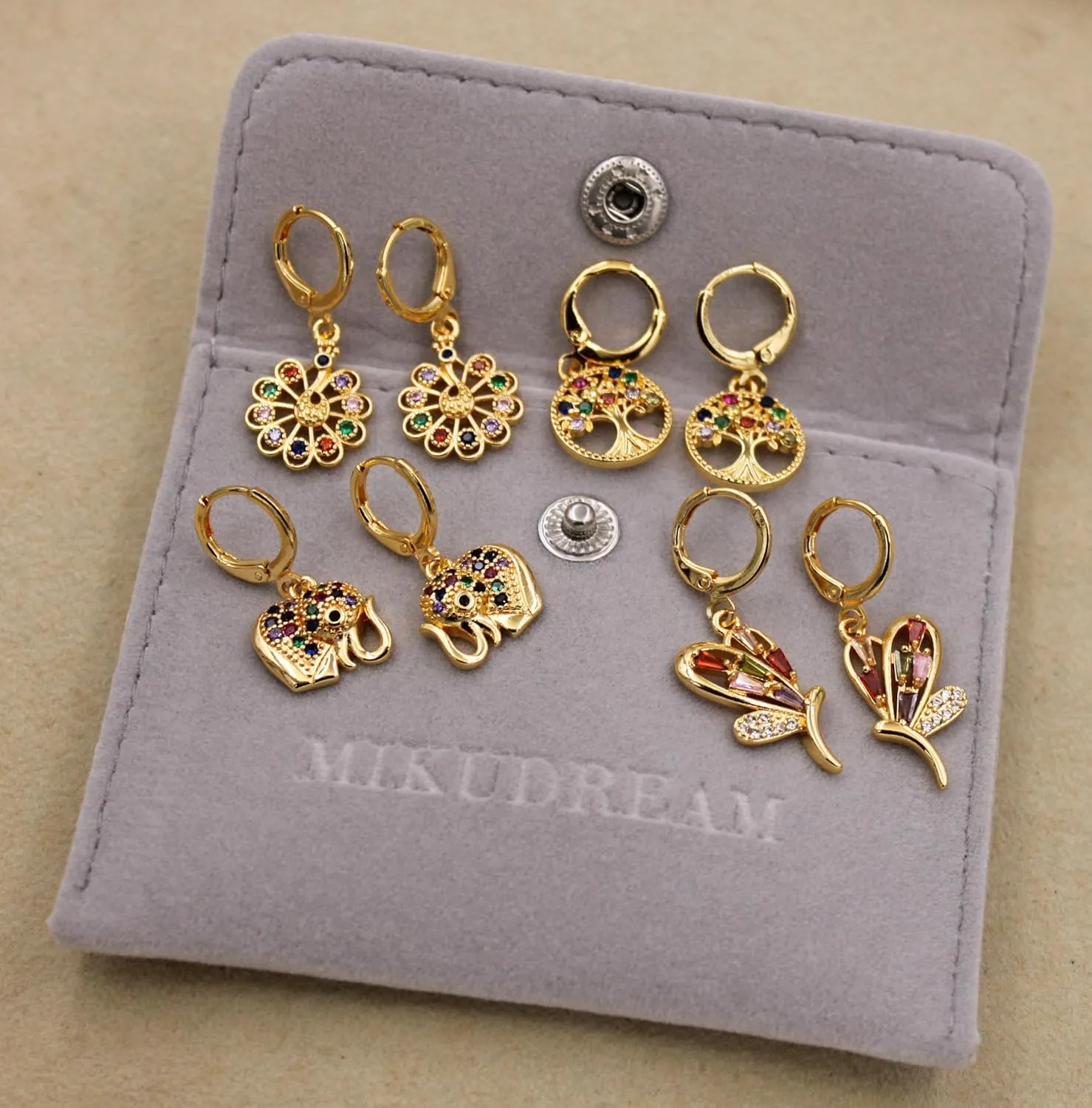 18K Gold Plated, 4 Pairs Small Huggie Hoop Earrings Set for Women, Heart Swirl Design, Hypoallergenic Cubic Zirconia Earrings, Lightweight, gold hoops, gold earrings, Jewelry for Gifts, Fashion