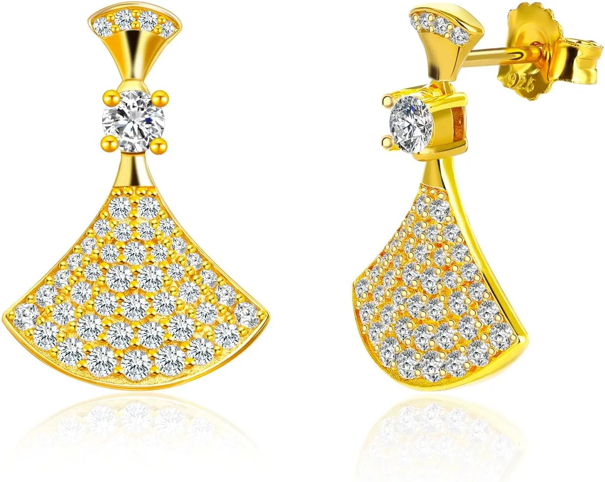 18K Gold Plated Solid 925 Sterling Silver Stud Earrings for Women, Hypoallergenic Dainty Stud Earrings
