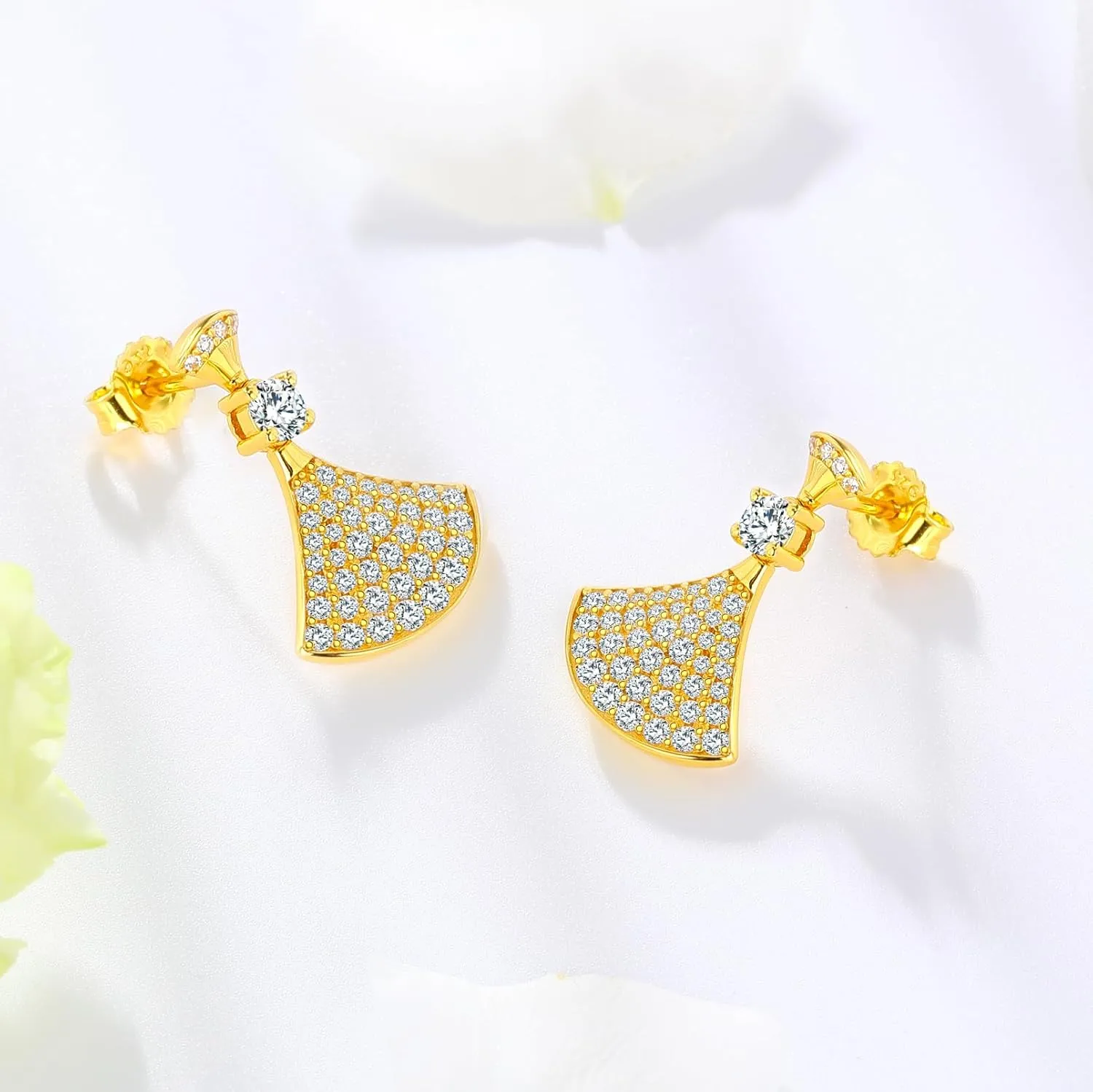 18K Gold Plated Solid 925 Sterling Silver Stud Earrings for Women, Hypoallergenic Dainty Stud Earrings