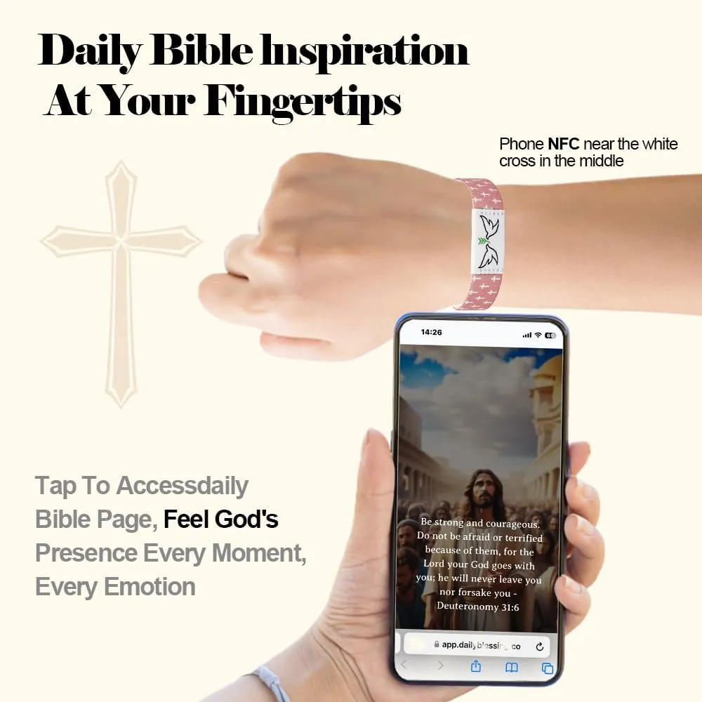 1PCS Daily Bible Verse Bracelet NFC Christian Bible Wearable Elastic Bracelets Verse Christian for Women Men Teens Versatile Gifting