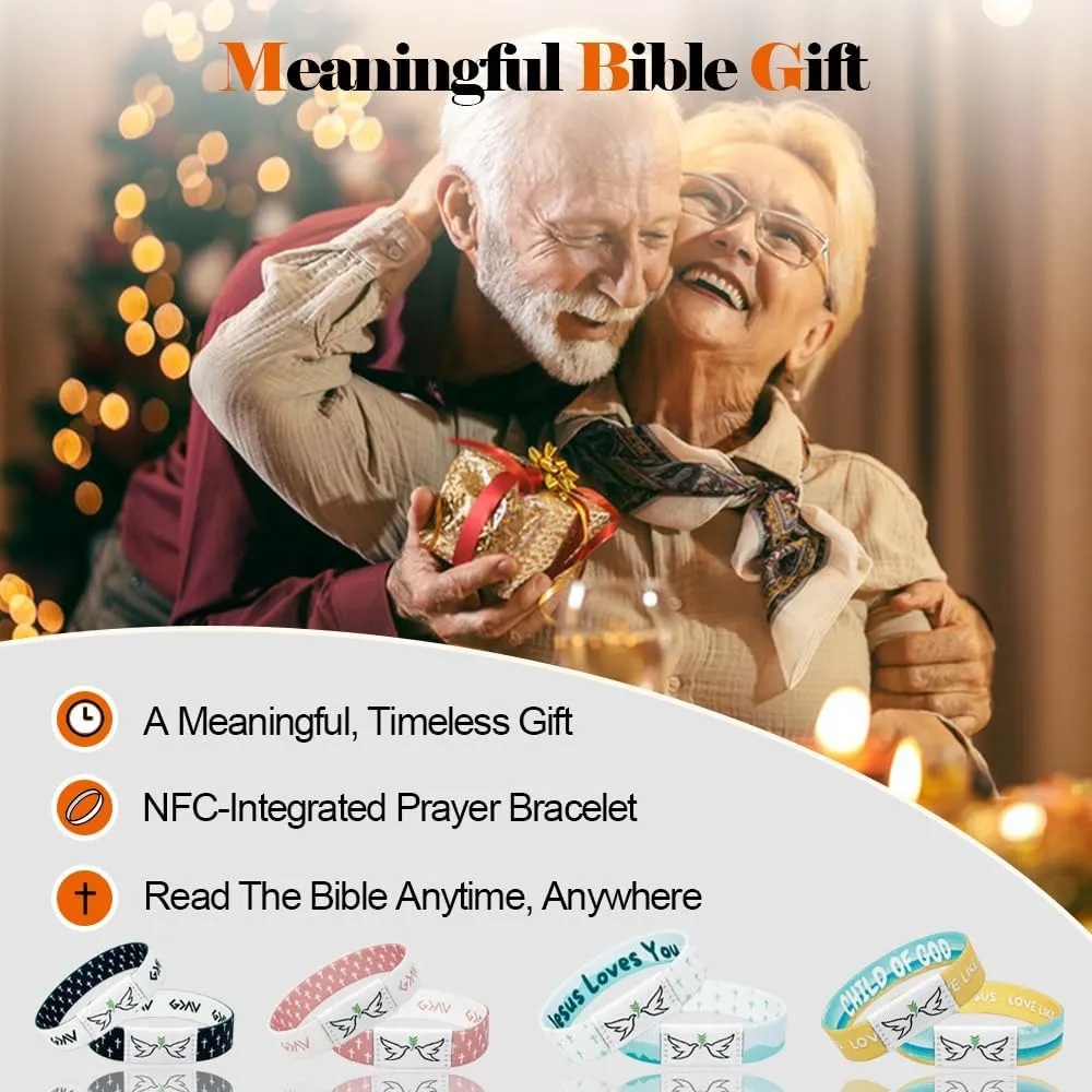1PCS Daily Bible Verse Bracelet NFC Christian Bible Wearable Elastic Bracelets Verse Christian for Women Men Teens Versatile Gifting