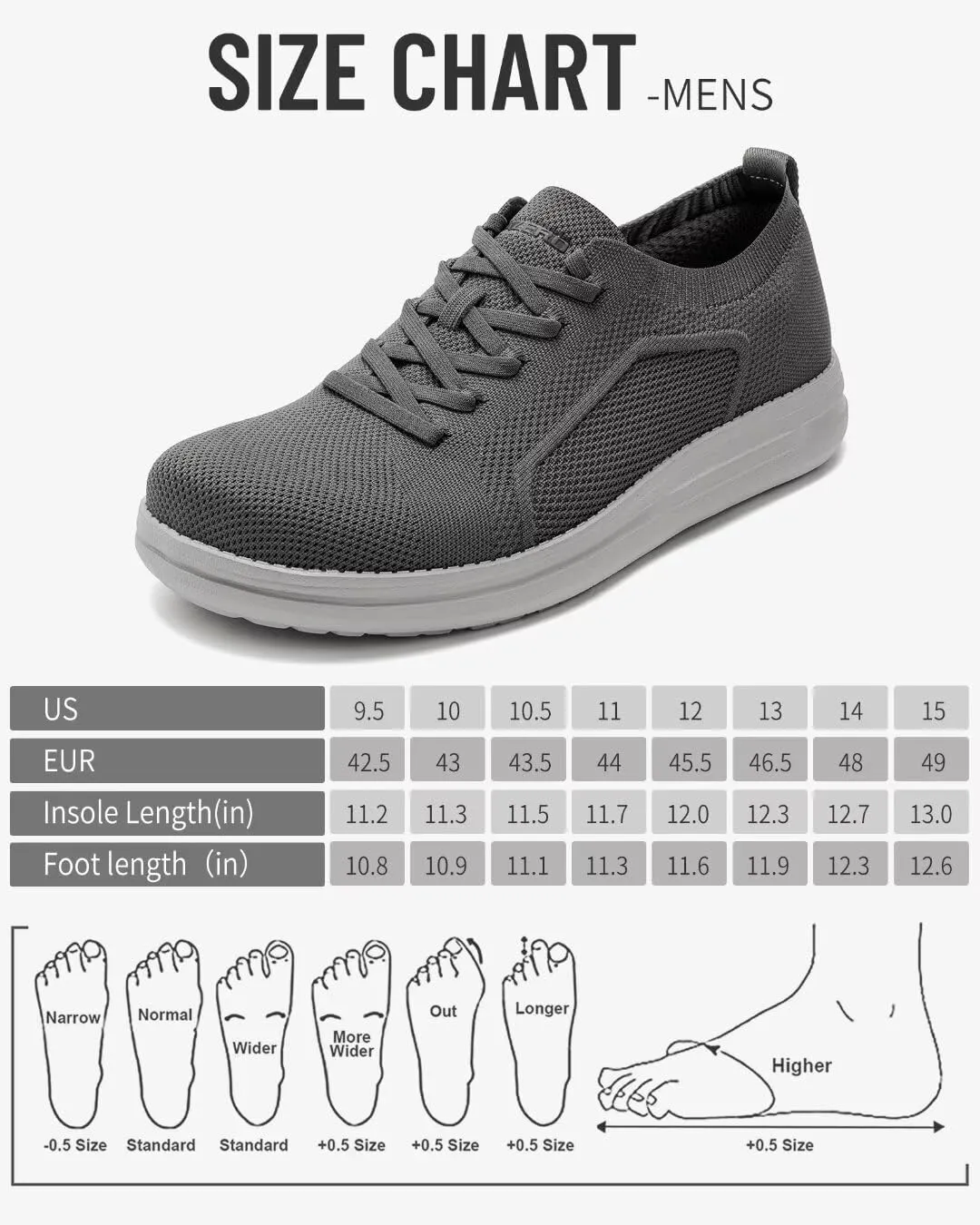 1TAZERO Wide-Shoes for Men - Toe-Box Walking Shoes with Arch Support