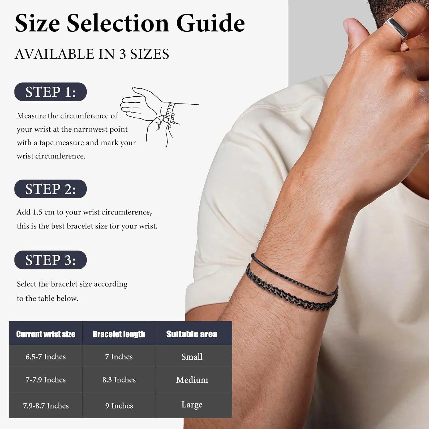 2 Pcs Chain Bracelets for Men -Stackable Stylish Waterproof Layered Cuff Bangle Snake Box Chain Cuban Link Chain Bangle Bracelet Set Mens Jewelry Gifts to Men Boyfriend Son Dad Husband for Him