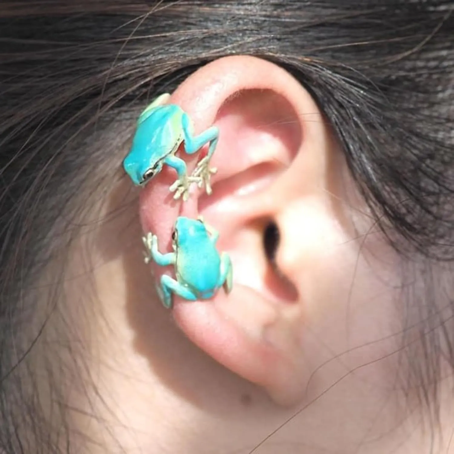 2 Pieces Cute Frog Ear Cuff Earrings For Women Green Vintage Frog Lizard Wrap Adjustable Tree Fr og Ring,Creative Adjustable Open Creative Fr ogs Shaped Crawler Earrings No Piercing Weird