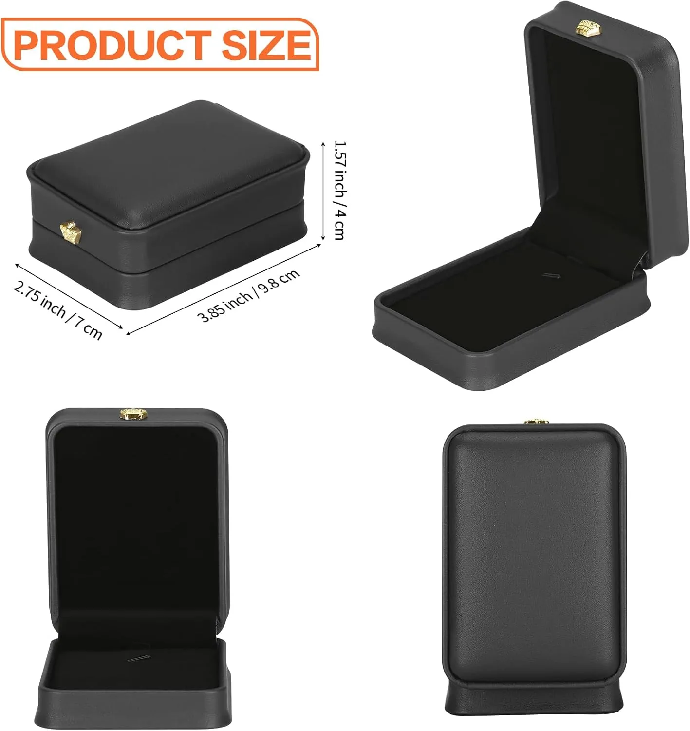 2 Pieces Necklace Pendant Gift Box, Premium PU Leather Jewellry Storage Display Case for Wedding Engagement Birthday Anniversary Ceremony for Women Girl (Black)