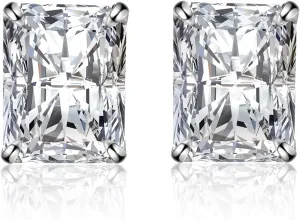 2.0 Caratx2pcs Classic Crushed Ice Cushion Cut AAAAA Cubic Zirconia Women's Stud Earrings In Sterling Silver