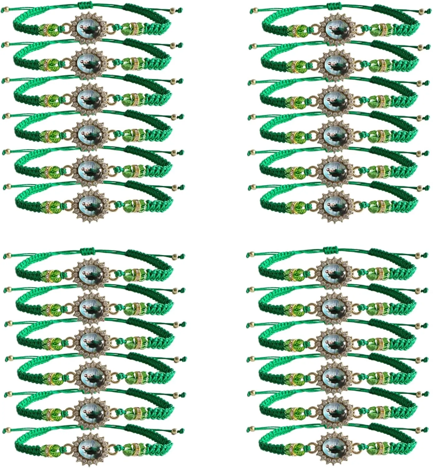 24PCS Virgin Mary BraceletsGreen Saint Jude bracelet Rosary Handmade Mexican bracelets,Virgen de Guadalupe Bracelet San Judas Tadeo Gift For Men Women