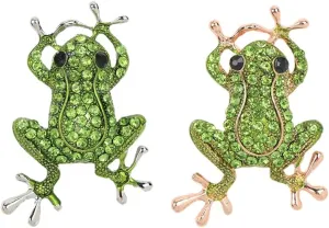 2Pcs Creative Cute Frog Brooch Pin Cartoon Three-dimensional Alloy Versatile Chest Decoration