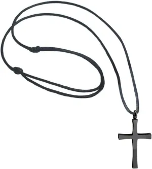 555Jewelry Stainless Steel Cross Necklace for Men - Cross Pendant with 18 Inch Adjustable Black Rope Cord - Mens Cross Necklaces