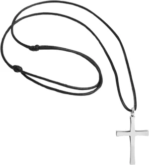 555Jewelry Stainless Steel Cross Necklace for Men - Cross Pendant with 18 Inch Adjustable Black Rope Cord - Mens Cross Necklaces
