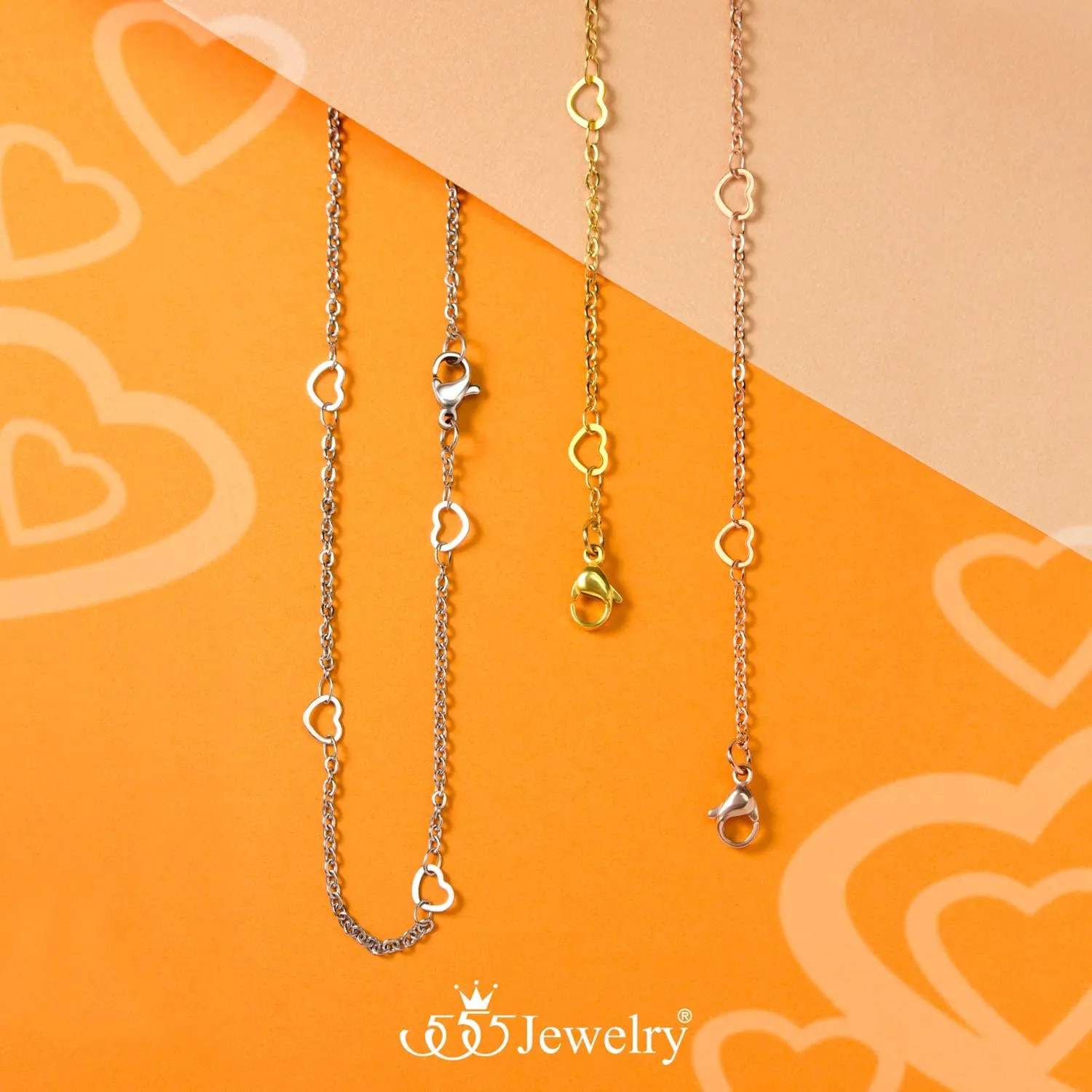 555Jewelry Womens Stainless Steel Mini Multi Heart Love Dainty Chain Necklace