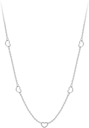 555Jewelry Womens Stainless Steel Mini Multi Heart Love Dainty Chain Necklace