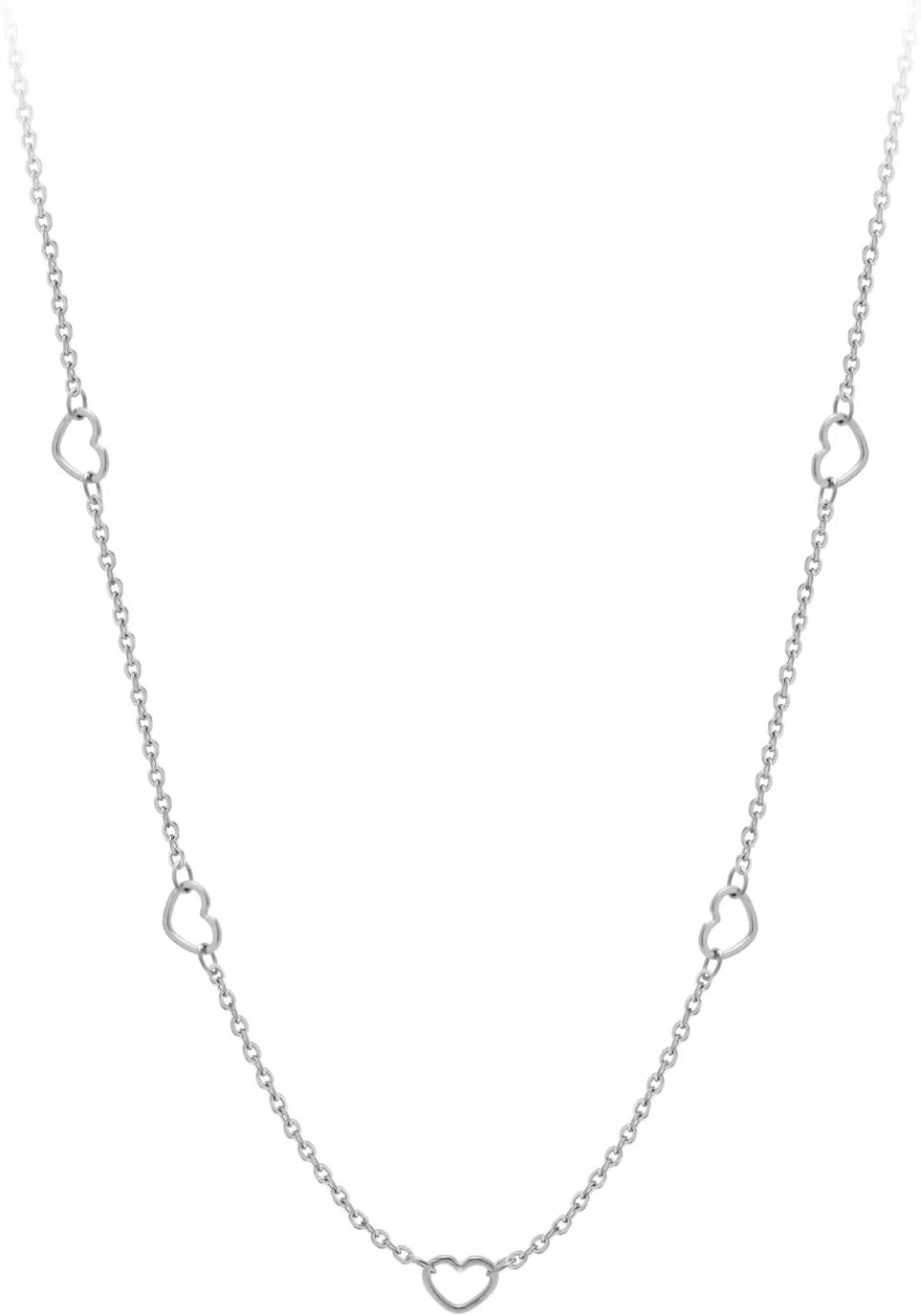 555Jewelry Womens Stainless Steel Mini Multi Heart Love Dainty Chain Necklace