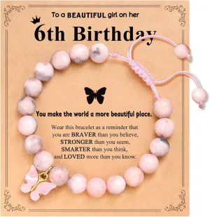 6-10 Year Old Birthday Natural Stone Butterfly Bracelet Gifts