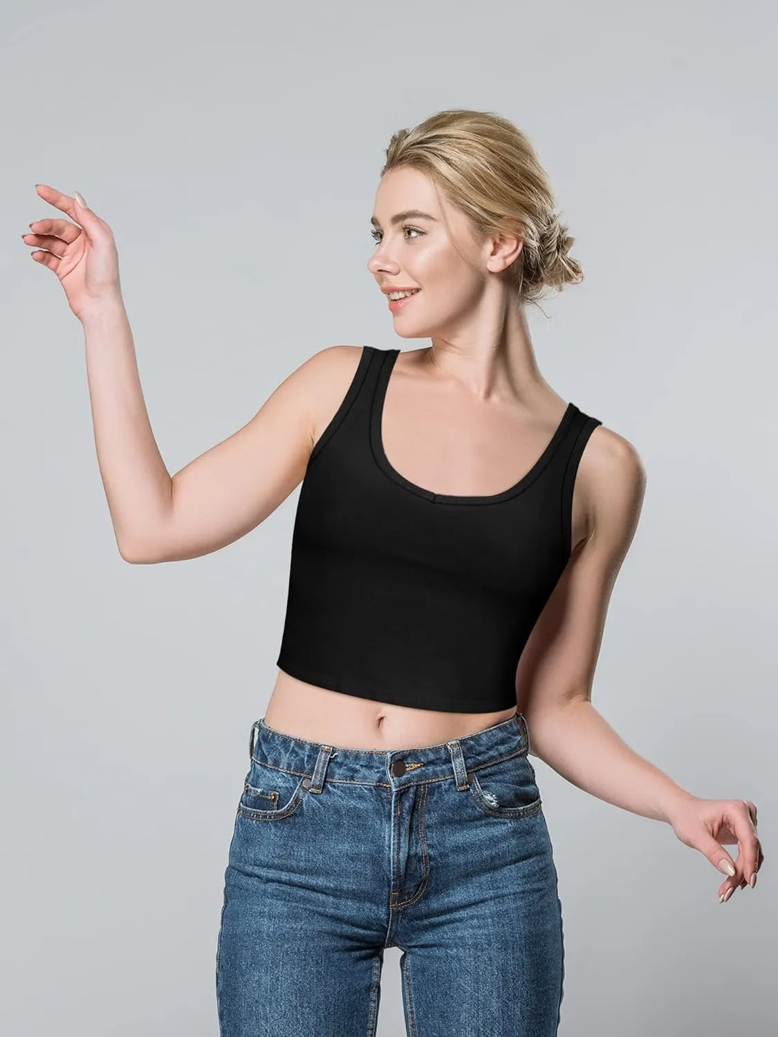 6 Pieces Women Basic Crop Tank Tops Sleeveless Sports Crop Top