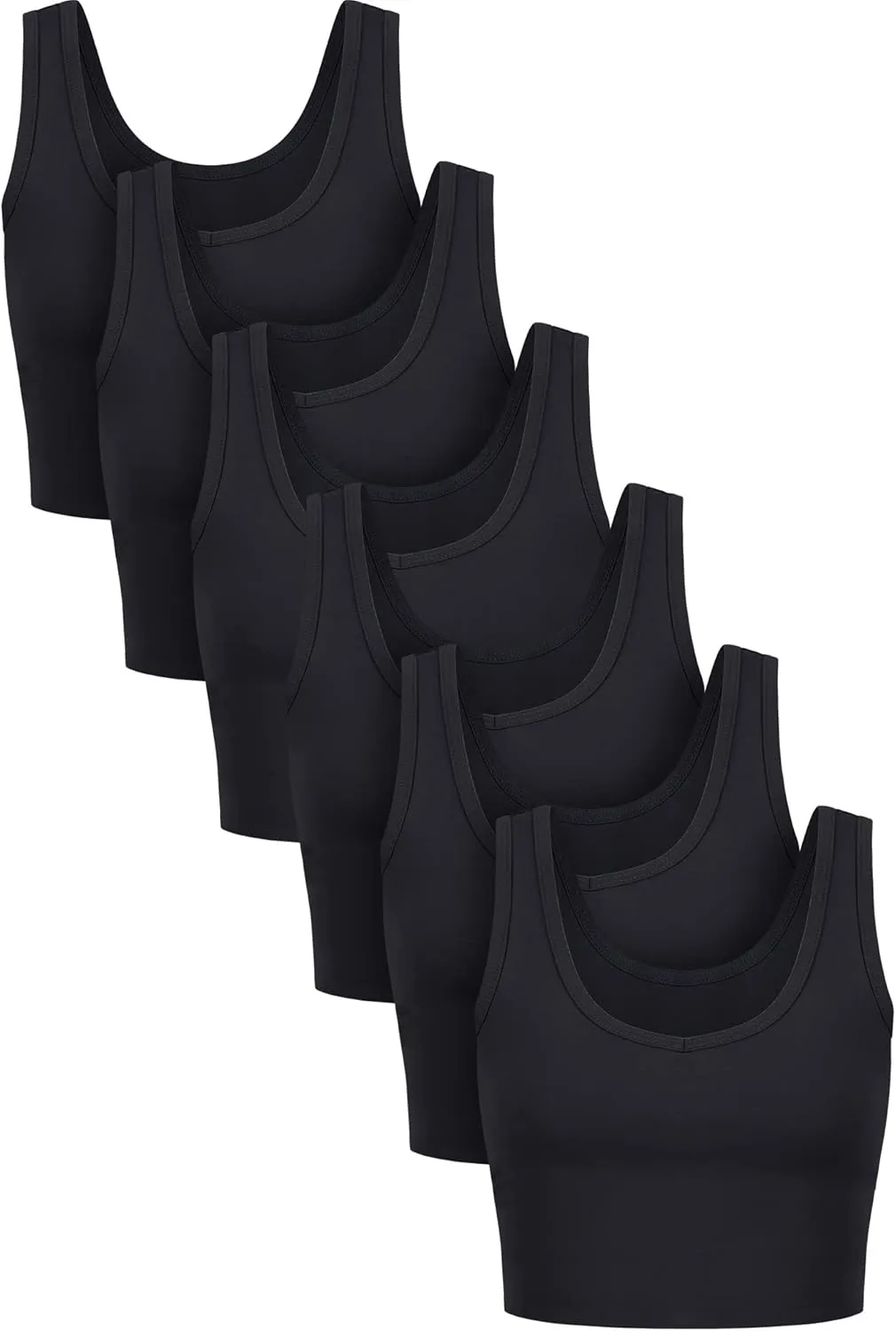 6 Pieces Women Basic Crop Tank Tops Sleeveless Sports Crop Top