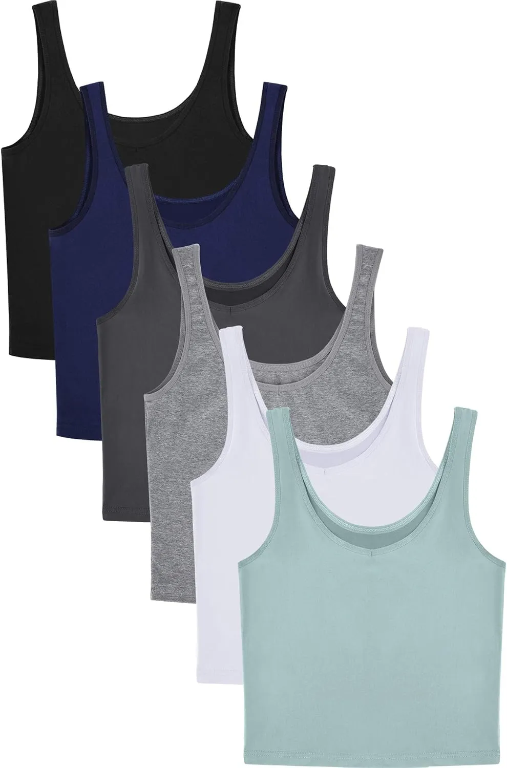 6 Pieces Women Basic Crop Tank Tops Sleeveless Sports Crop Top