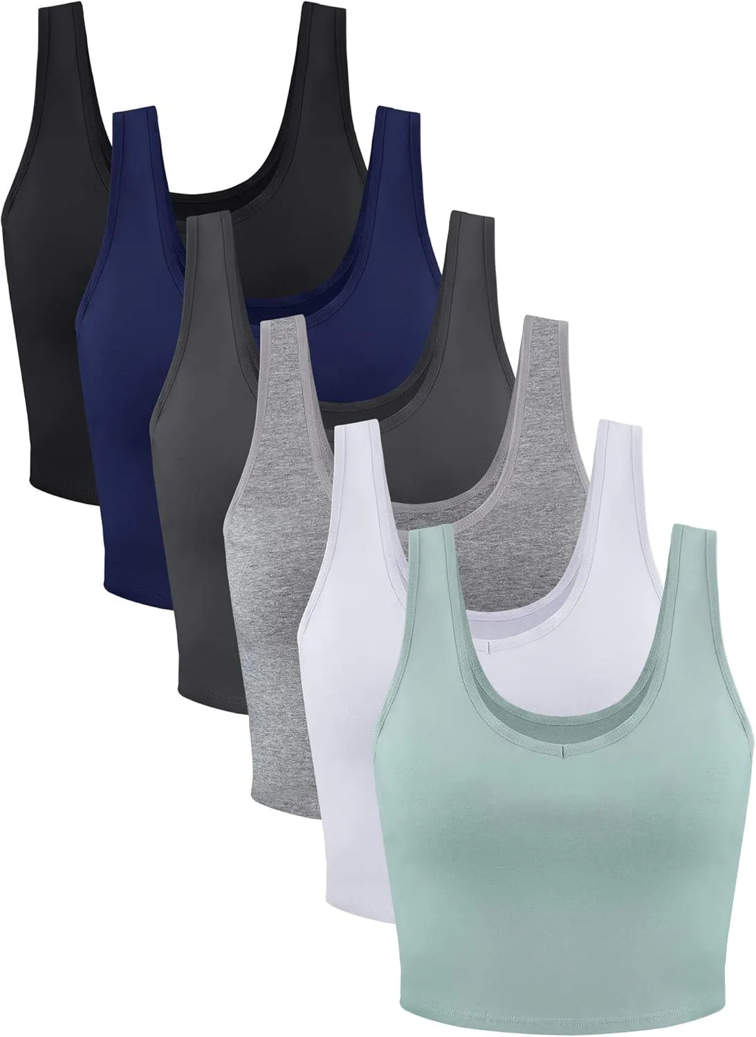 6 Pieces Women Basic Crop Tank Tops Sleeveless Sports Crop Top