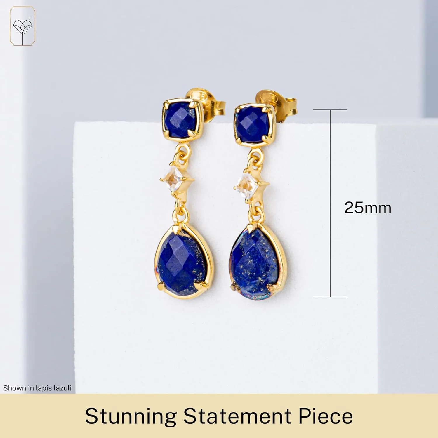 7.5 CT.TW Gemstone Dangle Earrings in 18k Gold Over Sterling Silver | Gold Dangle Earrings for Women | 3 Stone Drop Earrings for Women | Birthstone Earrings for Women by MAX   STONE