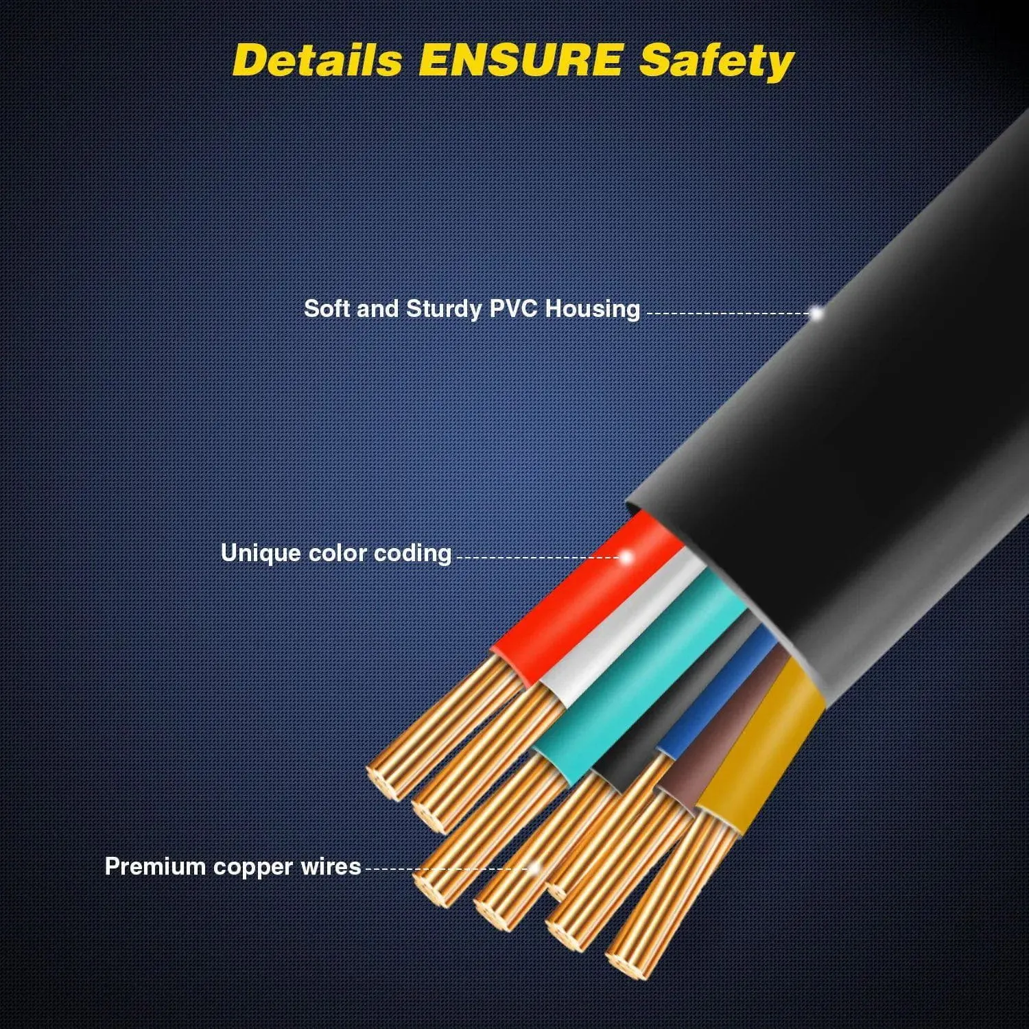 8FT Heavy Duty 7 Way Inline Trailer Cord