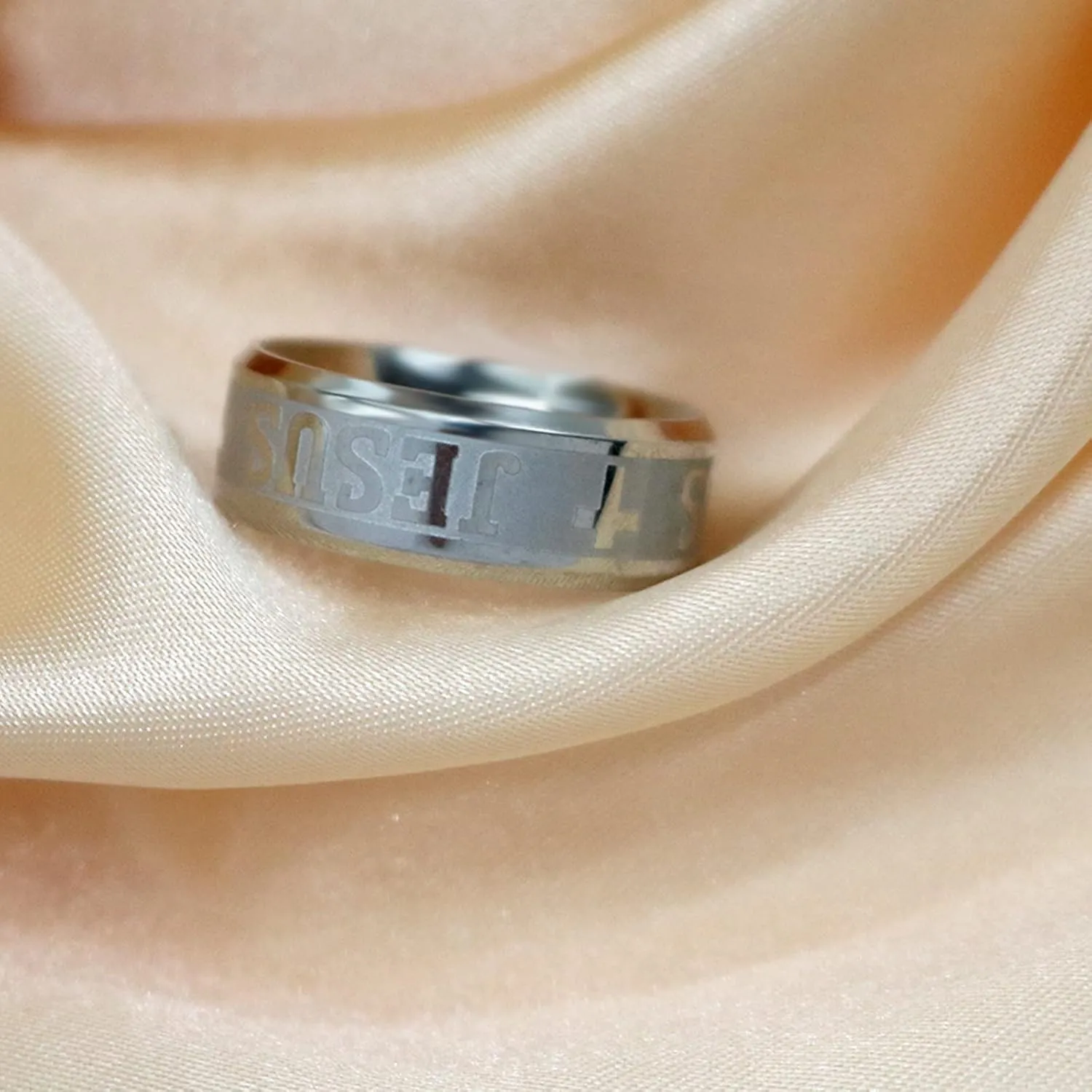 8MM Stainless Steel Christian Jesus Cross Ring Catholic Religious Amulet Band Rings Unique Jewelry Gift for Men Boys