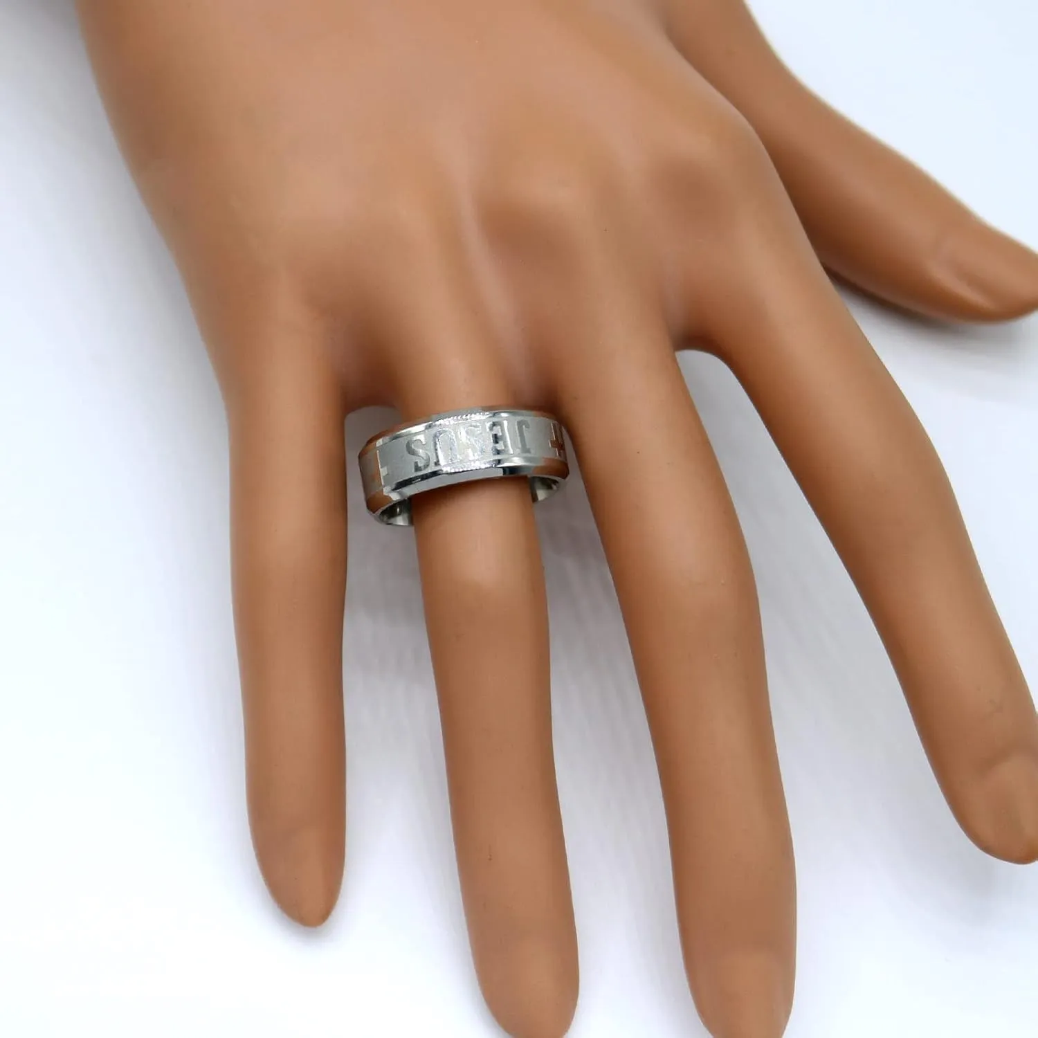8MM Stainless Steel Christian Jesus Cross Ring Catholic Religious Amulet Band Rings Unique Jewelry Gift for Men Boys
