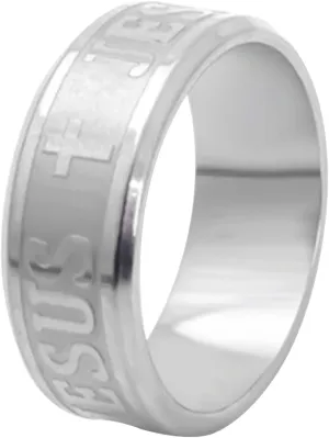 8MM Stainless Steel Christian Jesus Cross Ring Catholic Religious Amulet Band Rings Unique Jewelry Gift for Men Boys