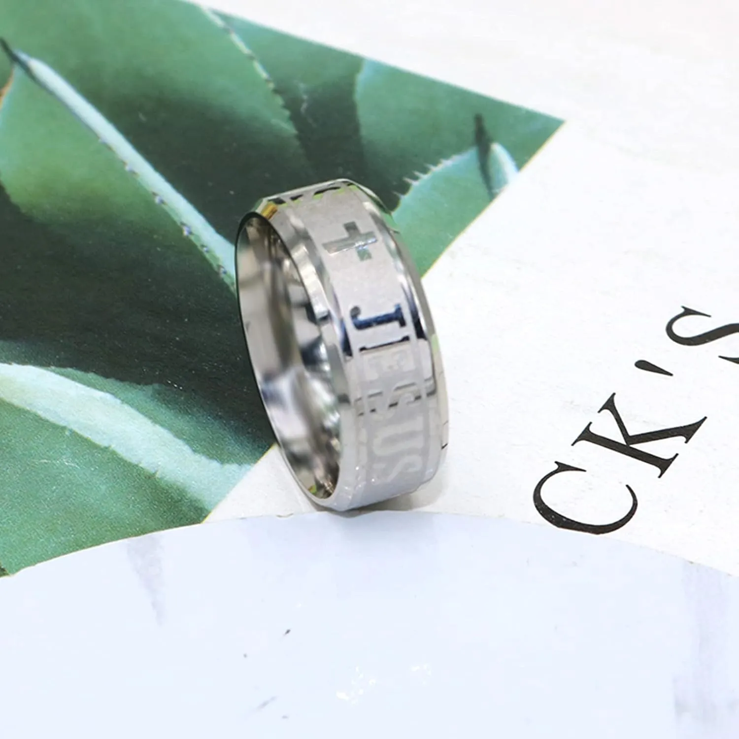 8MM Stainless Steel Christian Jesus Cross Ring Catholic Religious Amulet Band Rings Unique Jewelry Gift for Men Boys