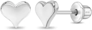 925 Sterling Silver 5mm Classic Heart Toddler Screw Back Earrings for Babies & Kids - Hypoallergenic Young Girl's Heart Earrings