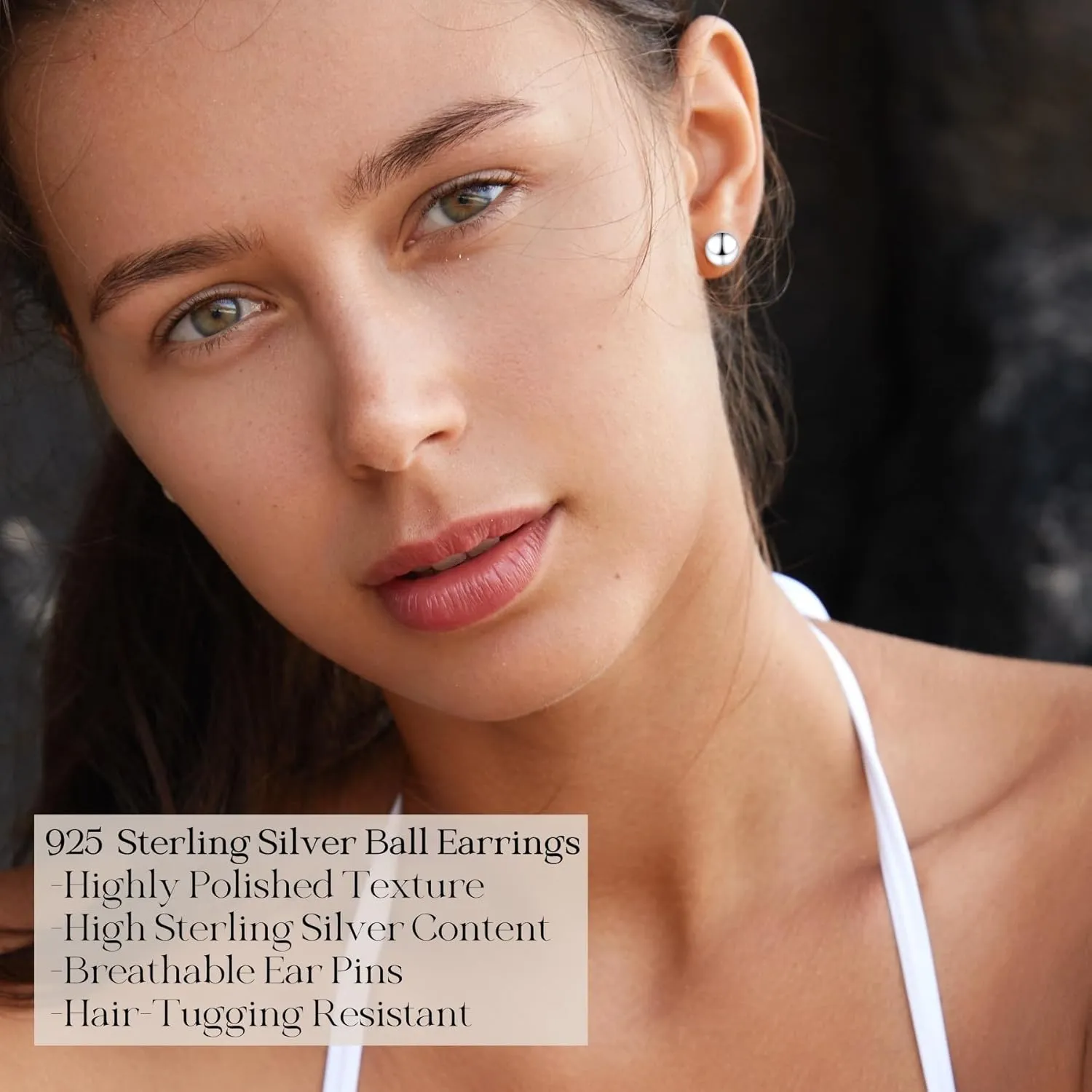 925 Sterling Silver Ball Stud Earrings Available in 3mm-10mm,Classic Round Ball Studs Hypoallergenic Jewelry