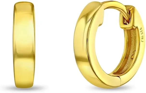 925 Sterling Silver Elegant & Classic Young Girls Small Hoop Huggie Earrings 0.39"- Hypoallergenic Safe And Comfortable For Kids With Sensitive Ears