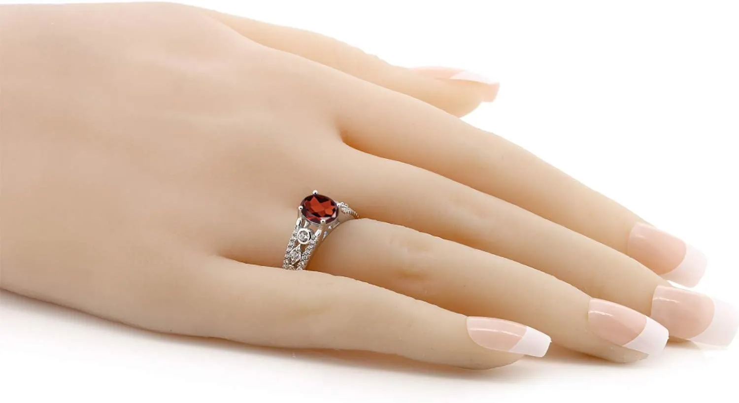 925 Sterling Silver Gemstone Birthstone Ring for Women | Oval 8X6MM with Round Accents | Intricate Milgrain and Filigree Detail | Fine Jewelry for Engagement Wedding Anniversary | Sizes 5-9